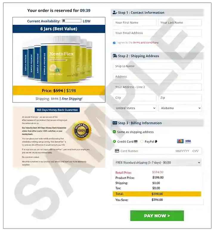 XentaFlex XentaFlex Order Page